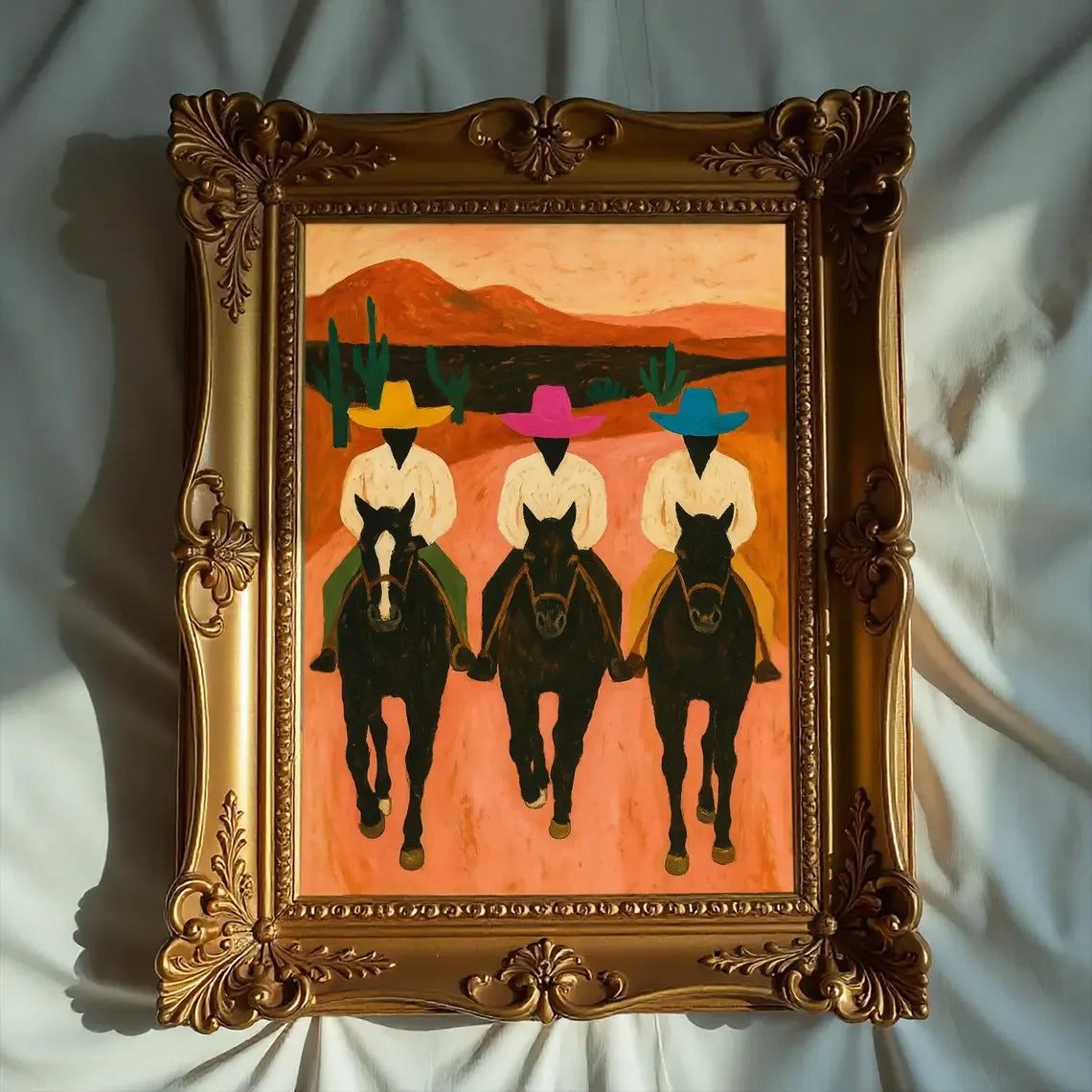 Southwestern cowboys Print, colorful abstract western horse painting, modern country cowboy poster, eclectic printable wall art Peaceful Pleasures Health and Wellness WS9025-2 50x70cm Unframed