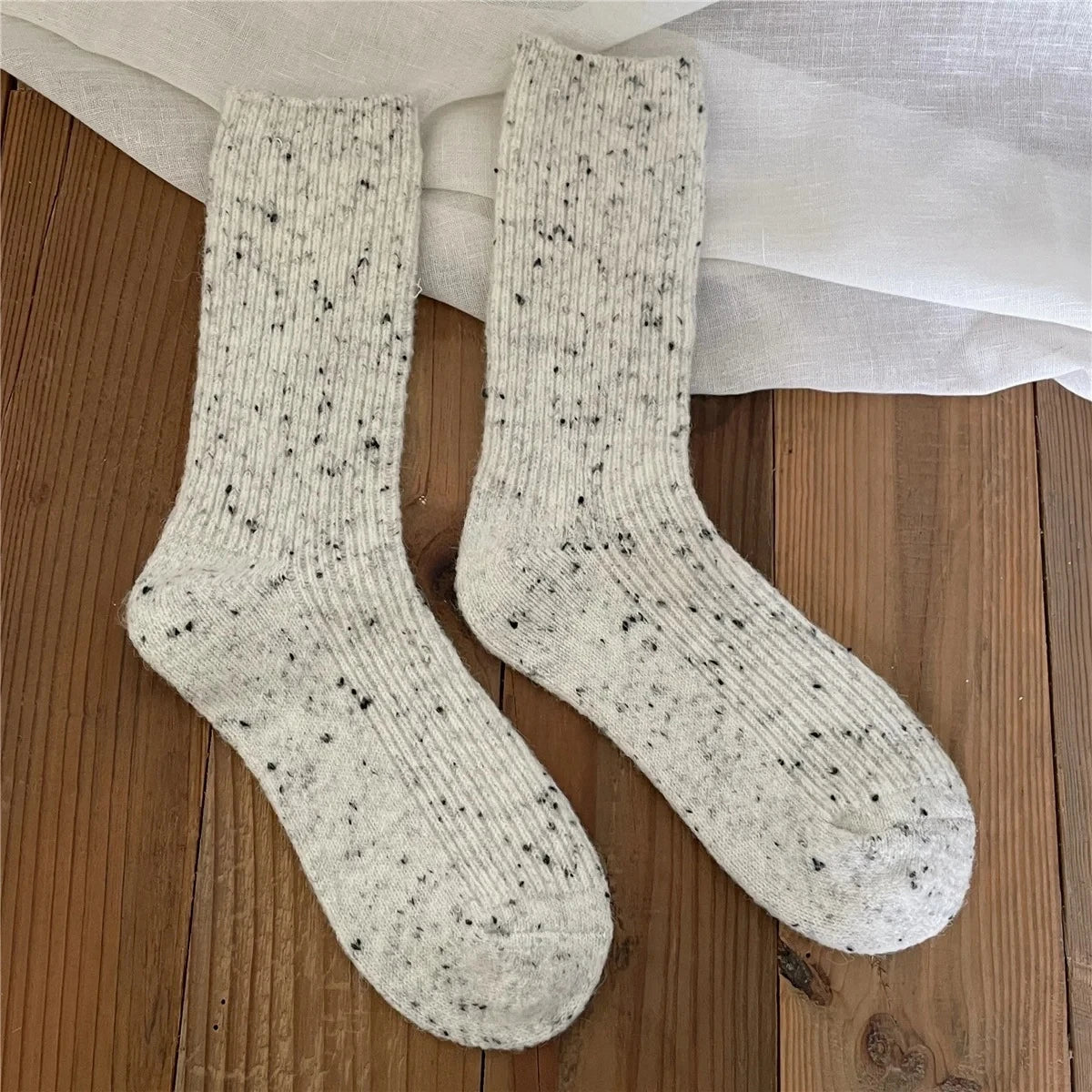 Thick Dotted Wool Socks for Autumn Winter Solid Color Japanese Mid Tube Pile Socks Cashmere Confinement Socks Thick and Sturdy Peaceful Pleasures Health and Wellness Lime One Size
