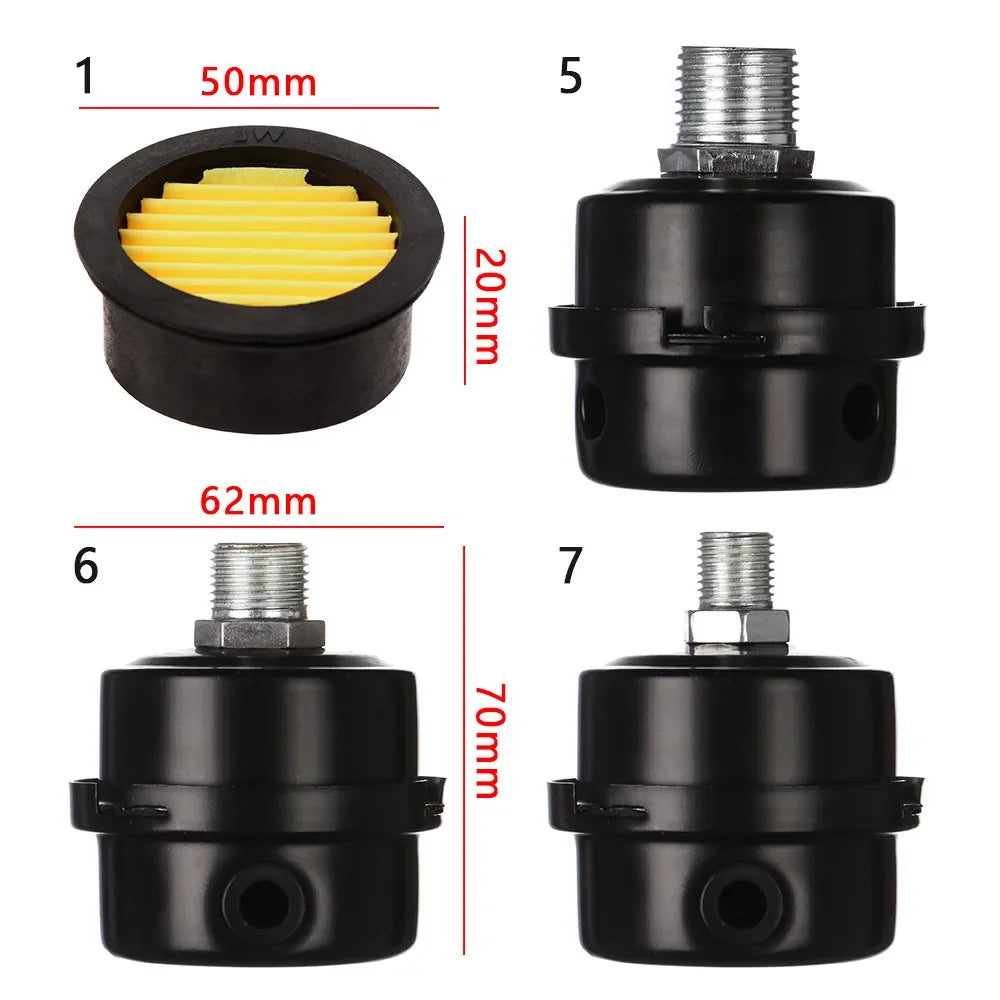 Air Compressor Intake Filter Muffler | 1/4" 3/8" 1/2" Oil-Free