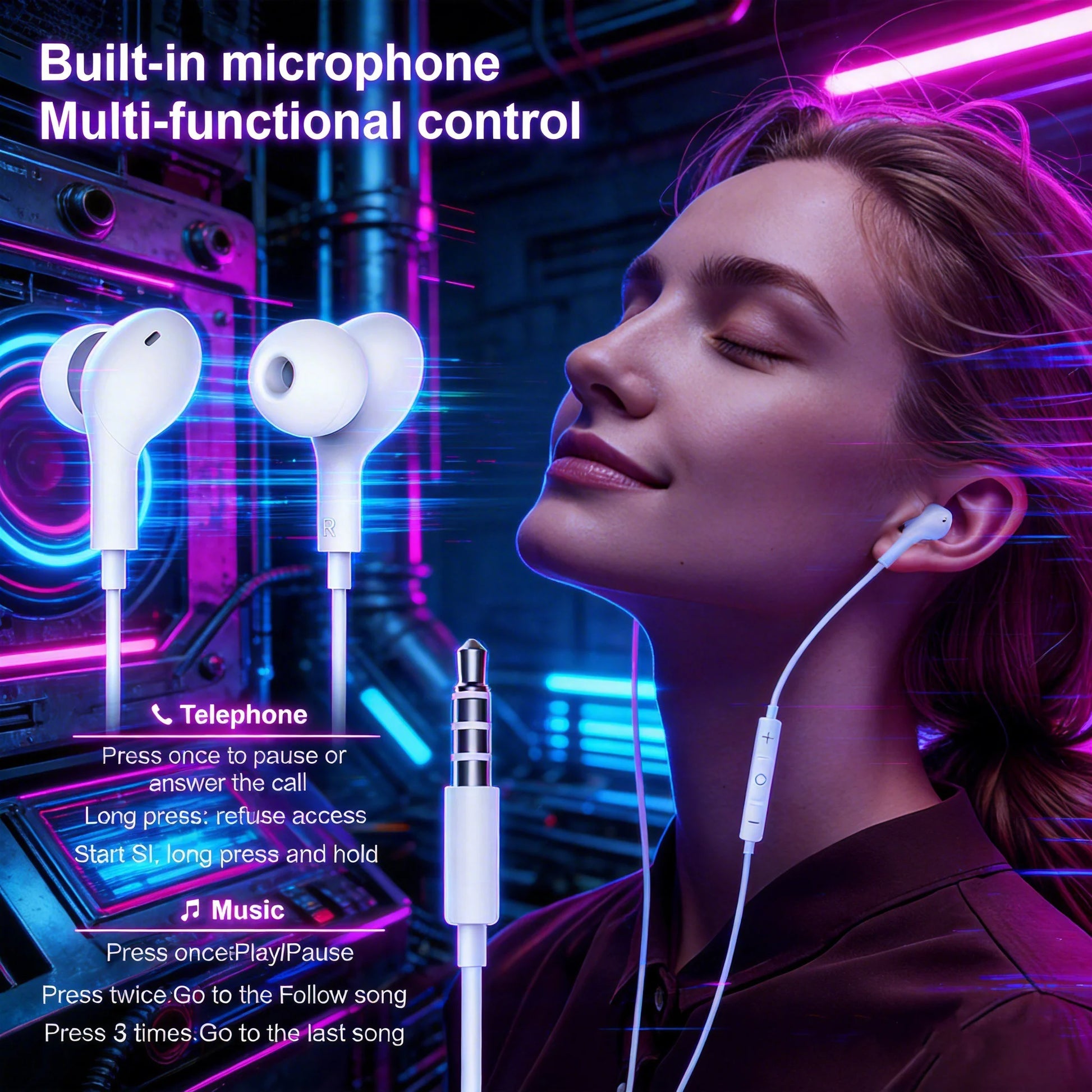1pc HIFI In-Ear Wired Gaming Earphones, Microphone & In-Line Control, 3.5mm Jack, Premium Sound Quality, Lightweight Portable Peaceful Pleasures Health and Wellness