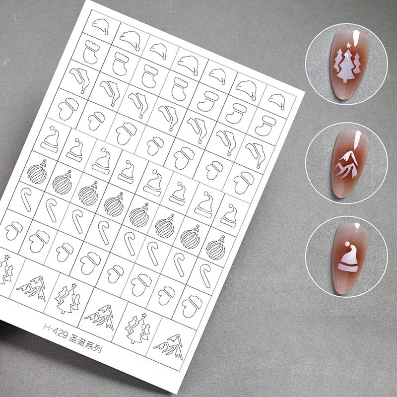 Airbrush Stencil For Nails Winter Snowflake Snow Tree Christmas Decors Hollow Nail Stickers Airbrush French Manicure Tips Peaceful Pleasures Health and Wellness