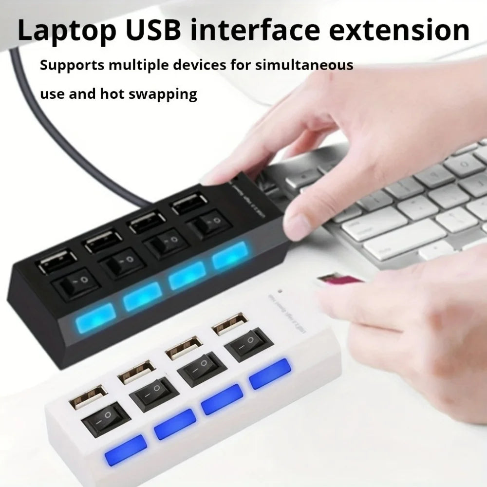 4/7 Port USB 2.0 Hub Splitter with LED Switch | PC & Laptop