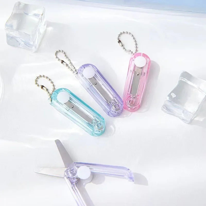 Transparent Mini Folding Scissors – Portable Retractable Craft Tool