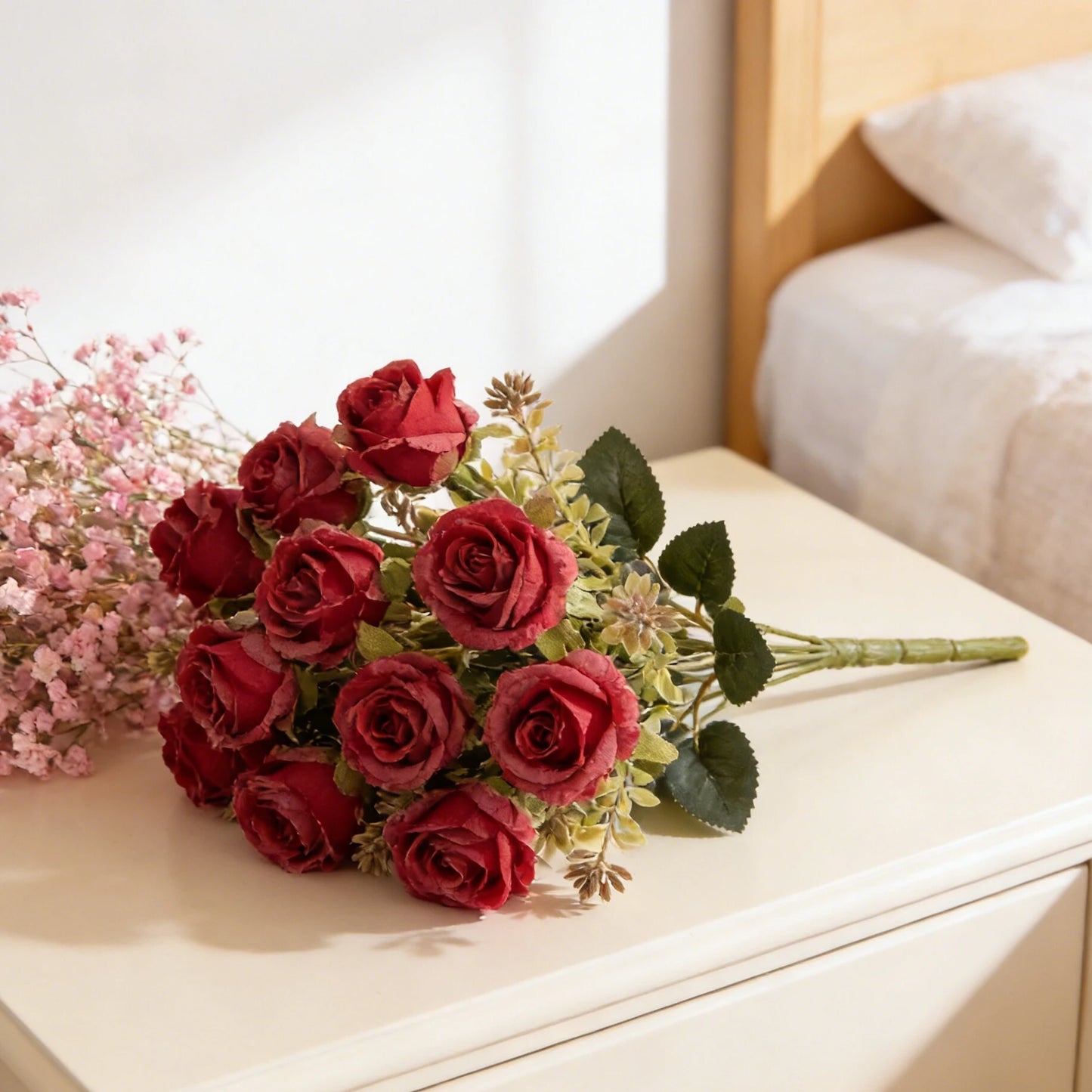 Artificial Silk Rose Carnation Bouquet | Wedding & Home Decor