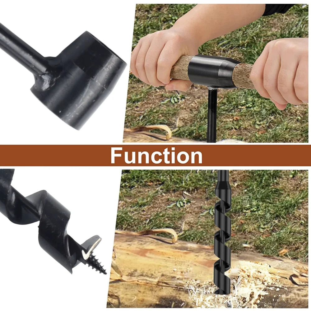 Manual Hand Auger Drill – Carbon Steel Bushcraft Wood Boring Tool Peaceful Pleasures Health and Wellness