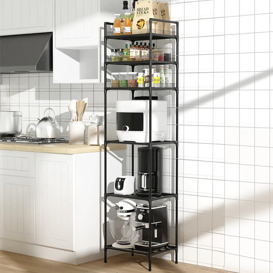 6-Tier Metal Storage Shelf | Kitchen Bathroom Utility Rack Metal Shelving Unit Peaceful Pleasures Health and Wellness
