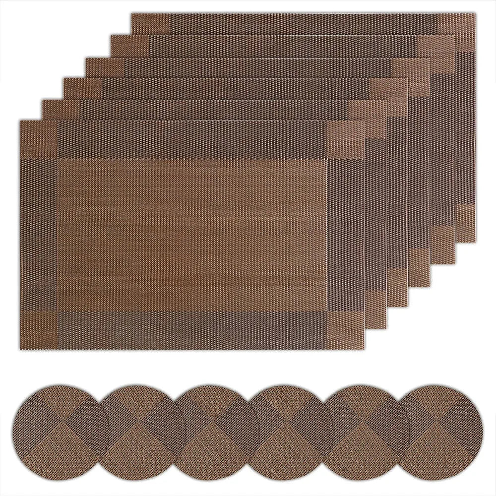 PVC Placemats Set of 6 with Coasters – Washable & Non-Slip