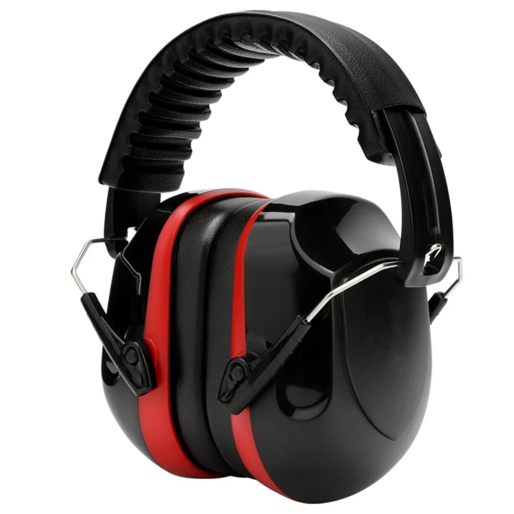 SNR-34dB Adjustable Head Earmuffs Foldable Noise Reduction Ear Defenders Soundproof Effective Ear Protector Peaceful Pleasures Health and Wellness Black-Red