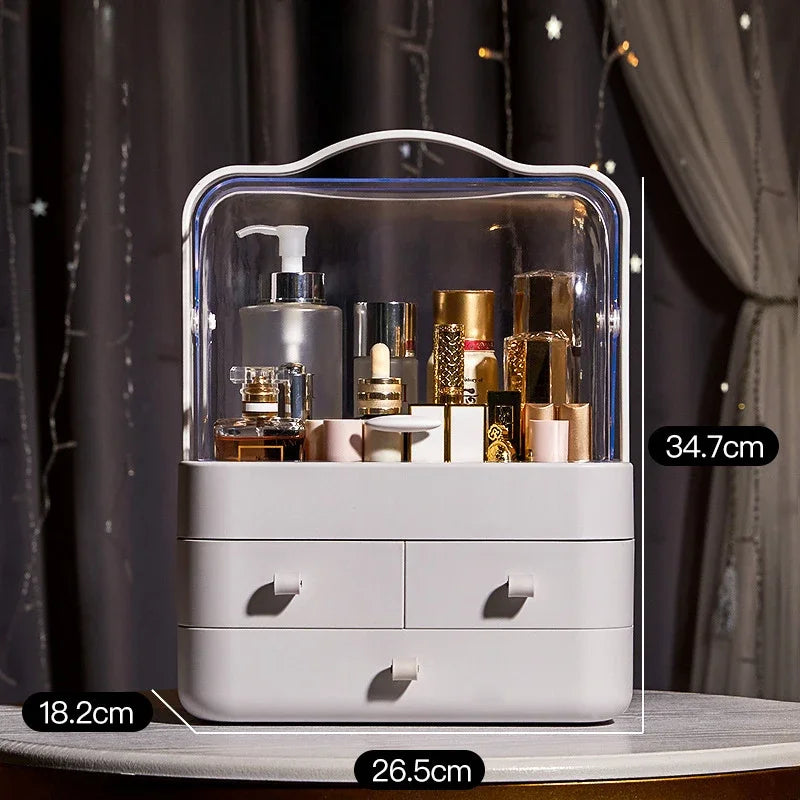 Cosmetics Receiving Box Dust-Proof Desktop Makeup Organizer with Drawer for Skin Care Products Household Storage Box Shelf Peaceful Pleasures Health and Wellness