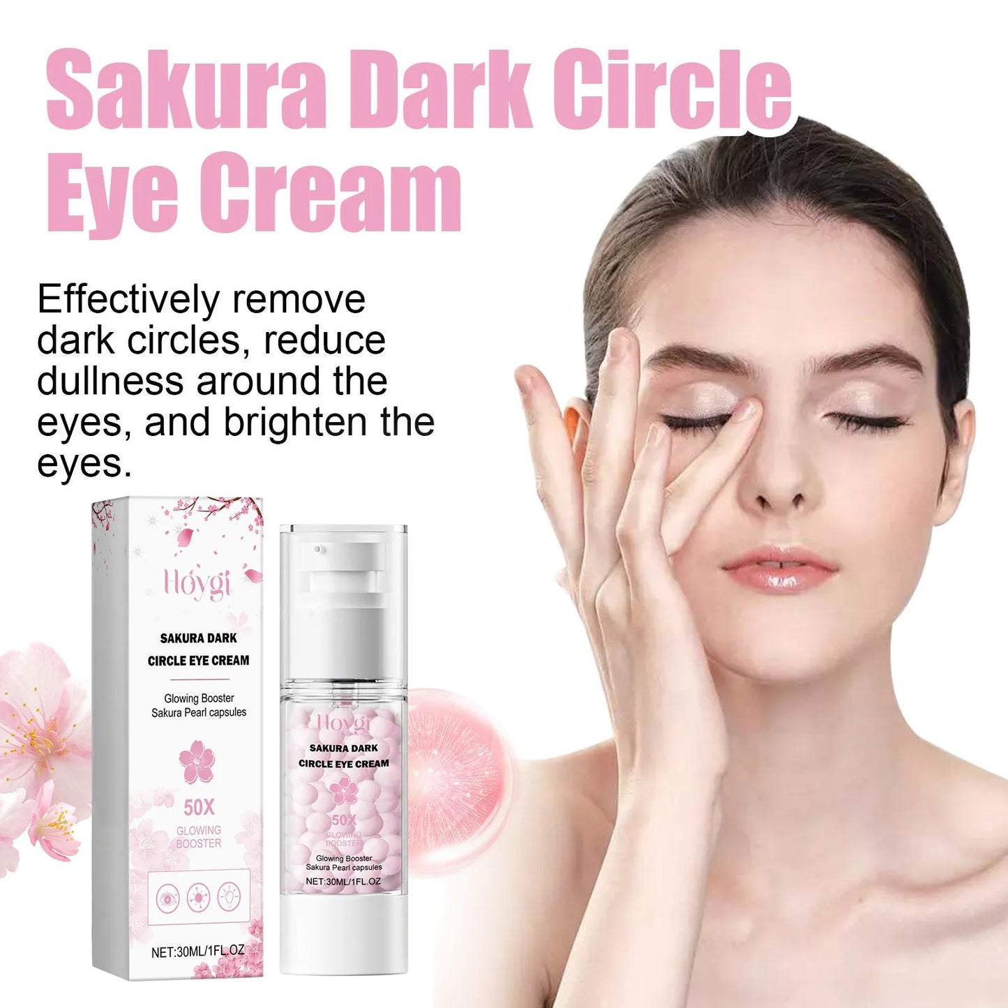 Sakura Eye Cream Anti Dark Circles Remove Eye Bag Fade Fine Lines Against Puffiness Firming Brightening Moisturizing Eye Serum Peaceful Pleasures Health and Wellness