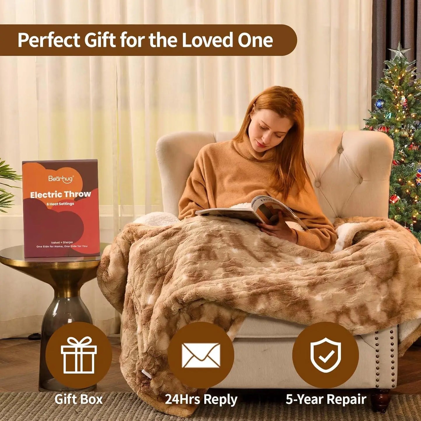 Electric Heated Blanket Twin 62x84" – Faux Fur & Sherpa, ETL Certified Peaceful Pleasures Health and Wellness