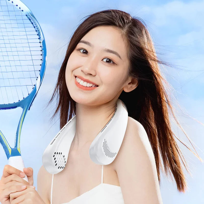 Hanging Neck Bladeless Fan 720° Multi Angle Adjustable Portable Usb Charging Fan Ice Ceramic Cooling Chip Mini Fan Peaceful Pleasures Health and Wellness