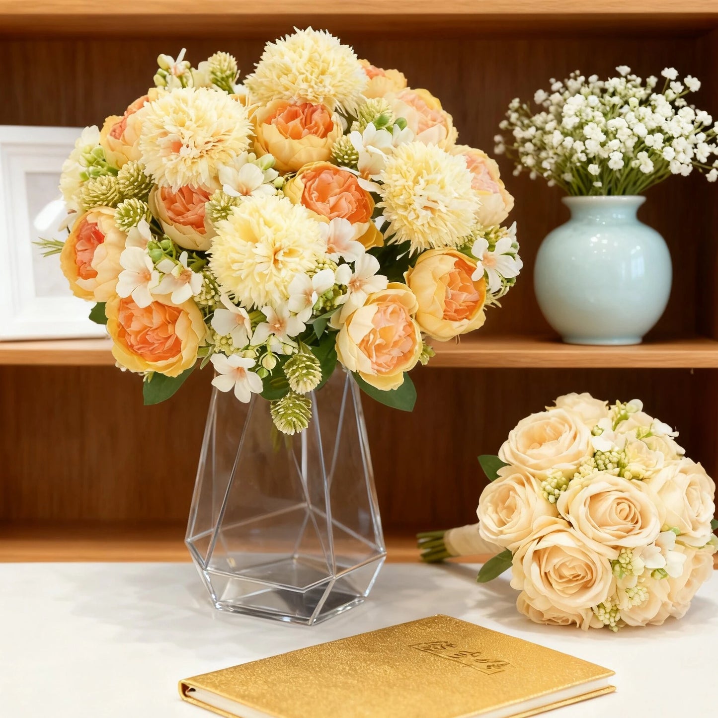 Artificial Silk Peony Bouquet | Wedding & Home Decor Flowers