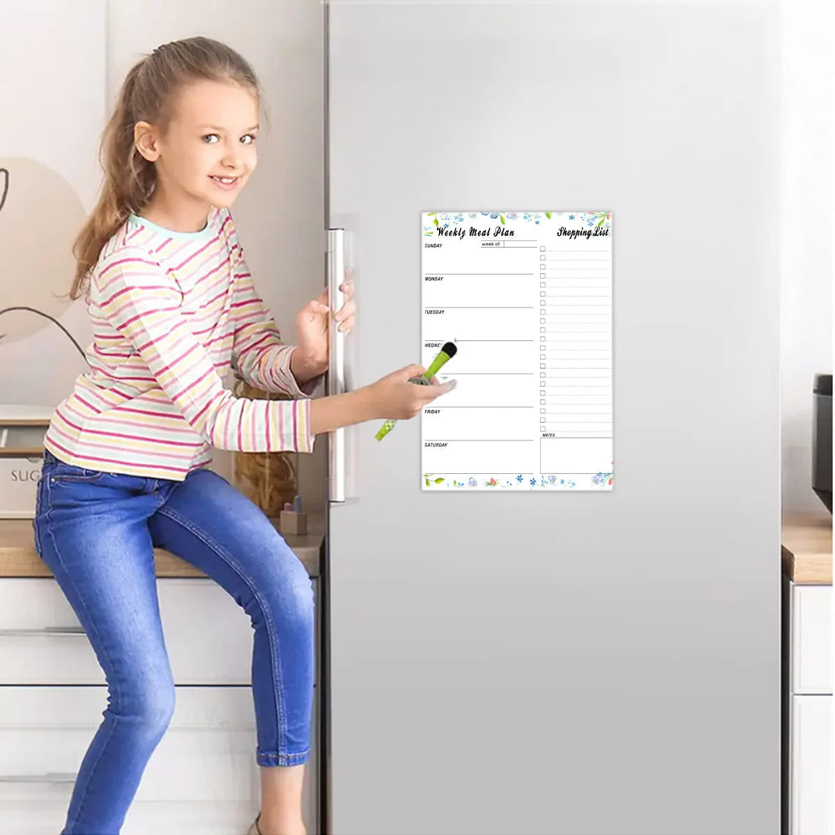 Weekly Meal Plan Food Refrigerator Sticker Magnet Peelable Shopping