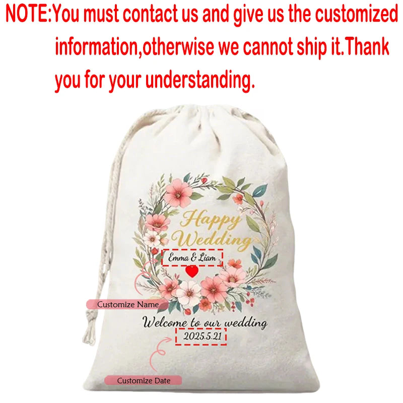 5-Pack Wedding Vine Wreath Drawstring Bags | Bridal Shower Gifts Wedding Favor Bags Peaceful Pleasures Health and Wellness custom bag 13x18cm 5pcs