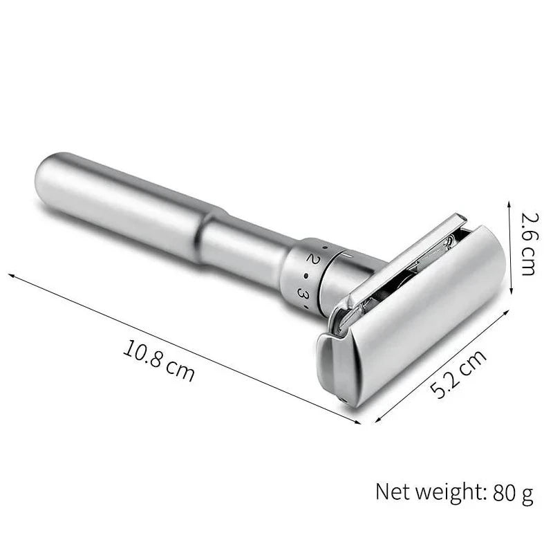 Adjustable Safety Razor 1–6 Settings | Double Edge + 5 Blades