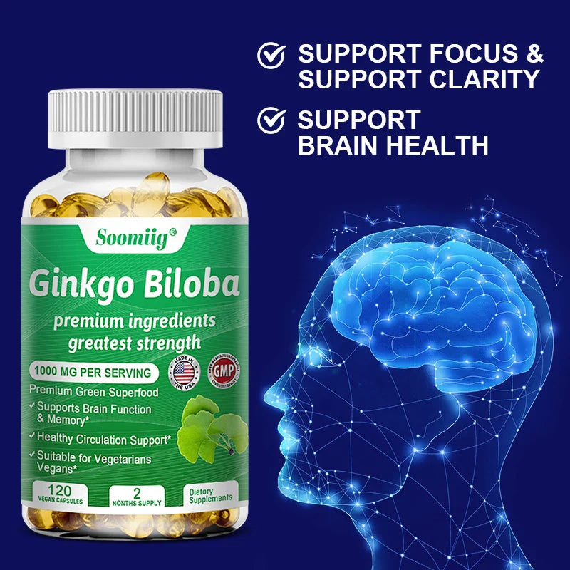 Ginkgo Biloba Capsules – Memory, Focus & Vision Supplement