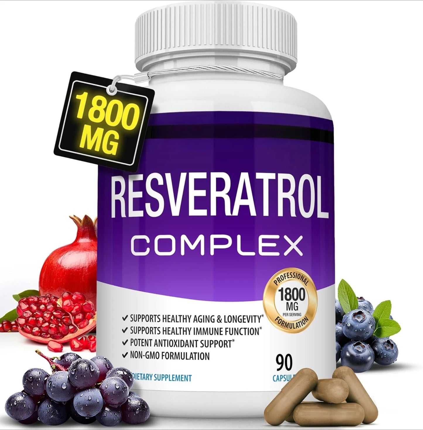 Resveratrol Complex 1800mg | 90 Veg Caps | Antioxidant Support