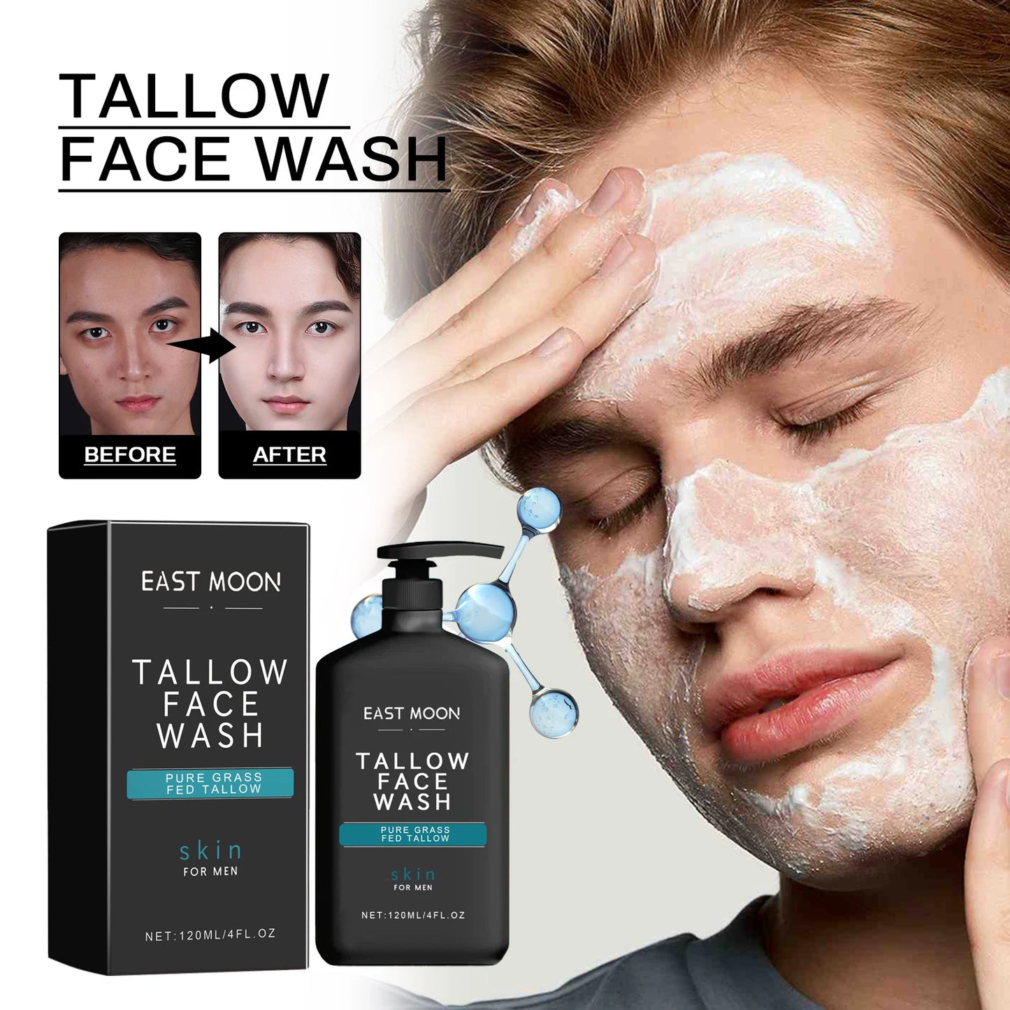 East Moon Men's Facial Cleanser – Acne, Blackhead & Oil Control