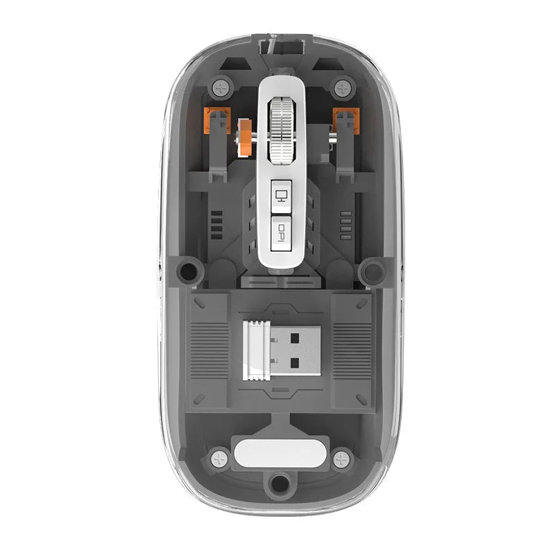 3 Modes Wireless Bluetooth Transparent Gaming Mouse DPI Adjustable Rechargeable Battery Display Silent Mice for PC ipad Laptop Peaceful Pleasures Health and Wellness black