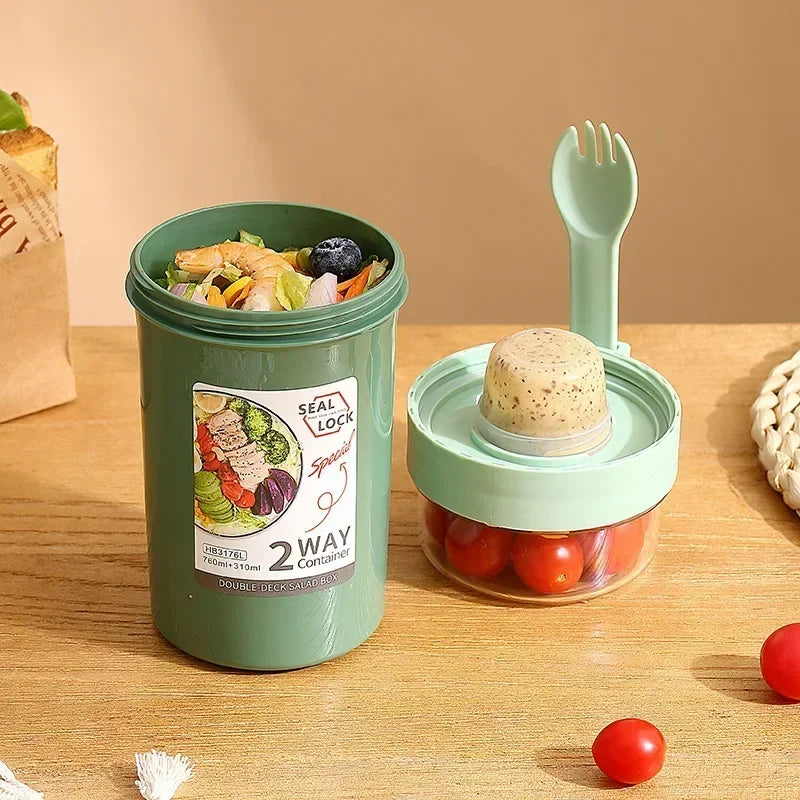 Portable Salad Cup with Lid & Fork – Leakproof Meal Prep