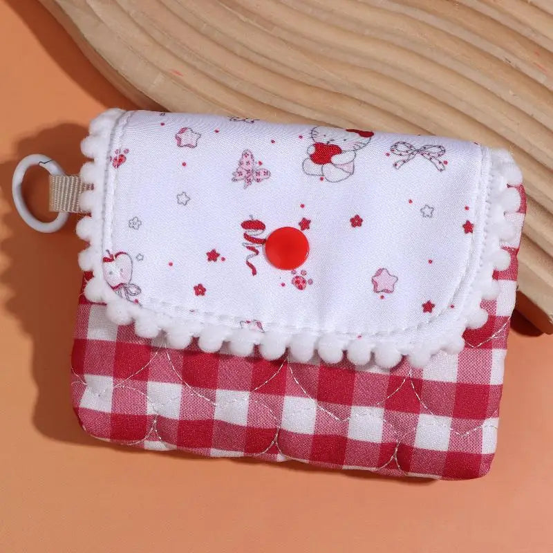 Cute Plaid Canvas Coin Purse – Mini Wallet & Earphone Pouch