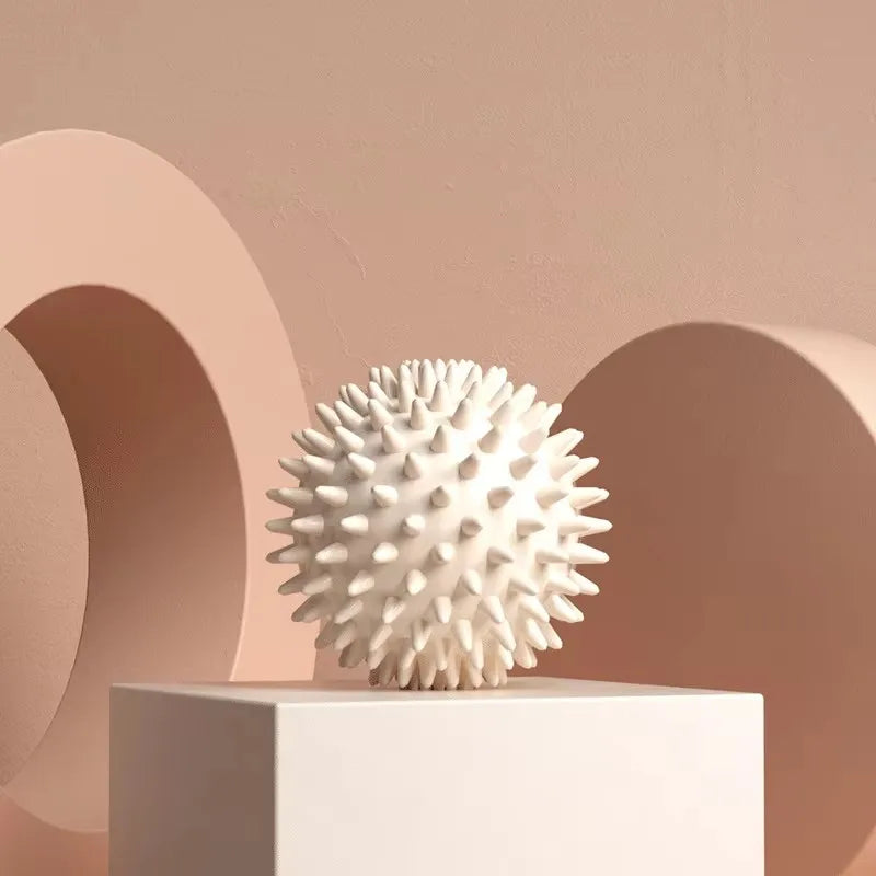 Hedgehog Massage Ball Yoga Fascia Ball Exercise Fitness Muscle Relaxation Massage Stick Shoulder Neck Leg Plantar Meridian Ball Peaceful Pleasures Health and Wellness Ivory