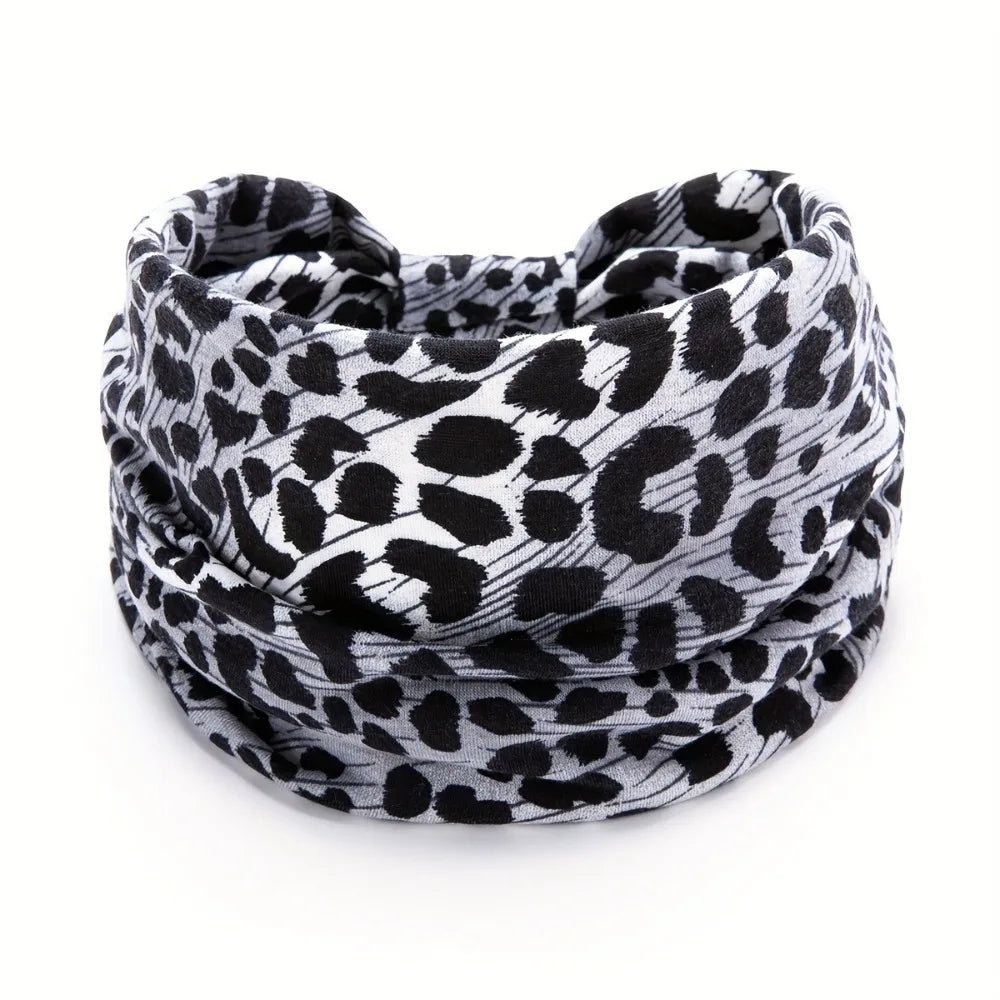 Boho Wide Knotted Leopard Headband Soft Elastic Printed Turban Hairband For Women Girls Sport Yoga Workout Headwear headscarf Peaceful Pleasures Health and Wellness 4