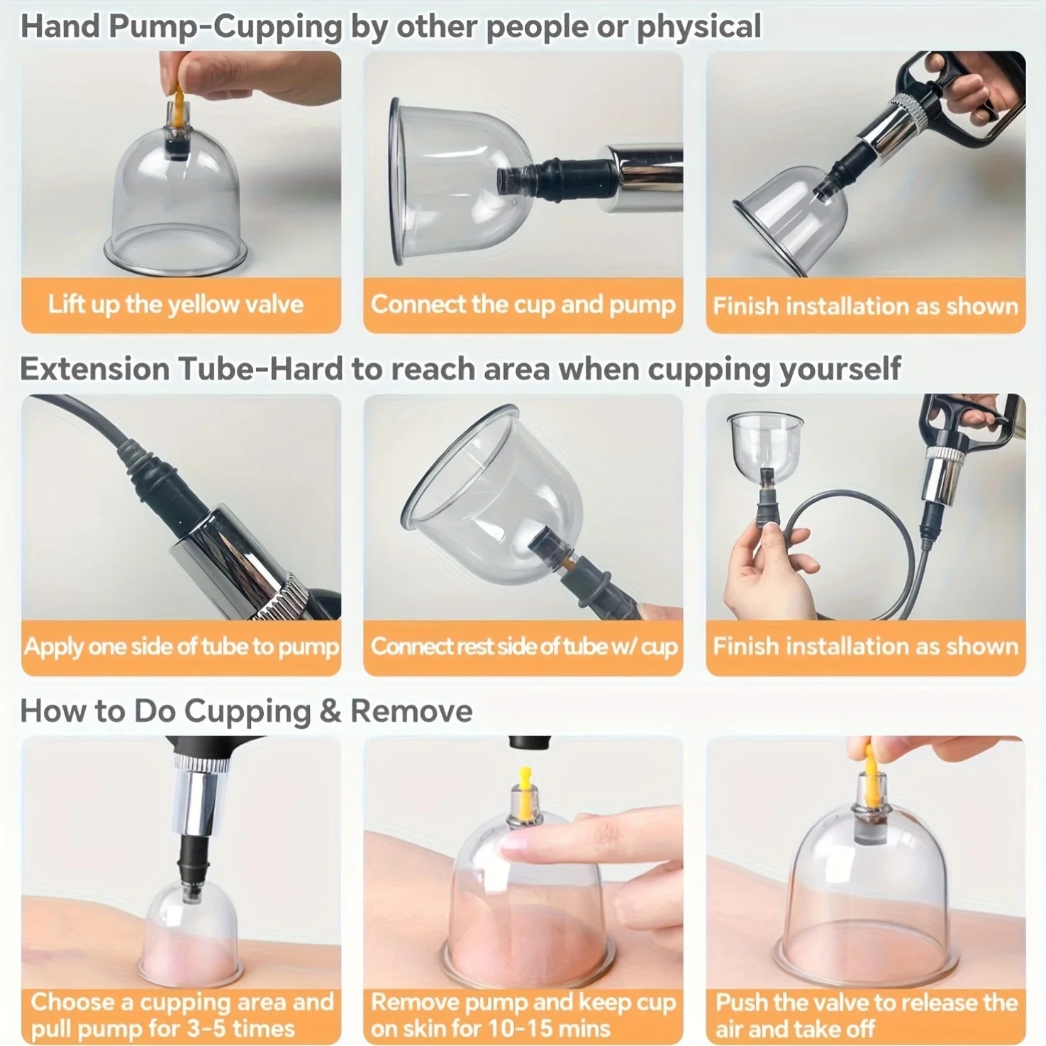 Cupping Relax Set Multiple Sizes of Vacuum Cups with Hand Pump and Detailed Cupping Manual Massage Cupping Set for Massage Peaceful Pleasures Health and Wellness