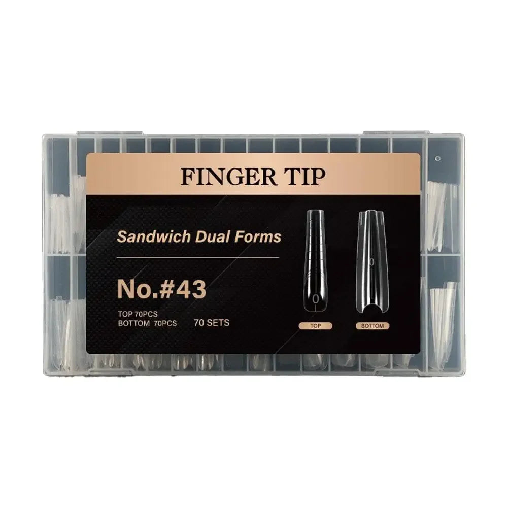 140/280Pcs Sandwich False nails Dual Forms Nail Mold for Quick Nails Extension 14 Sizes Plastic Nail Form Tools Nail Art Design Peaceful Pleasures Health and Wellness NO 43
