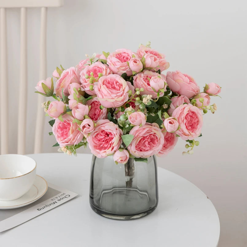 Silk Peony Bouquets 2/4PCS – Artificial Flowers Wedding & Home