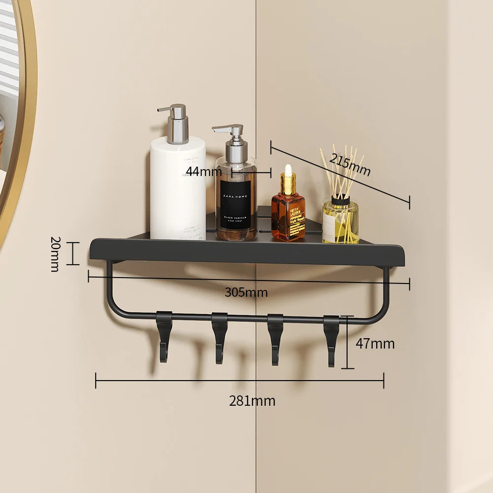 Wall Mounted Shower Corner Shelf – Metal Bathroom Storage Rack