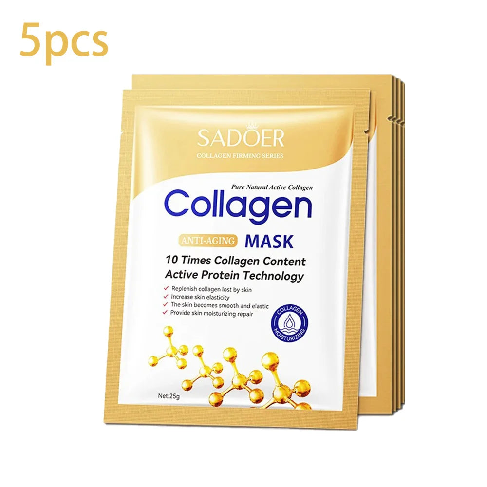 5/10/20/30pcs SADOER Collagen Face Mask Firming Moisturizing Repair Brightening skincare Face Sheet Mask Facial Masks Skin Care Peaceful Pleasures Health and Wellness 5pcs