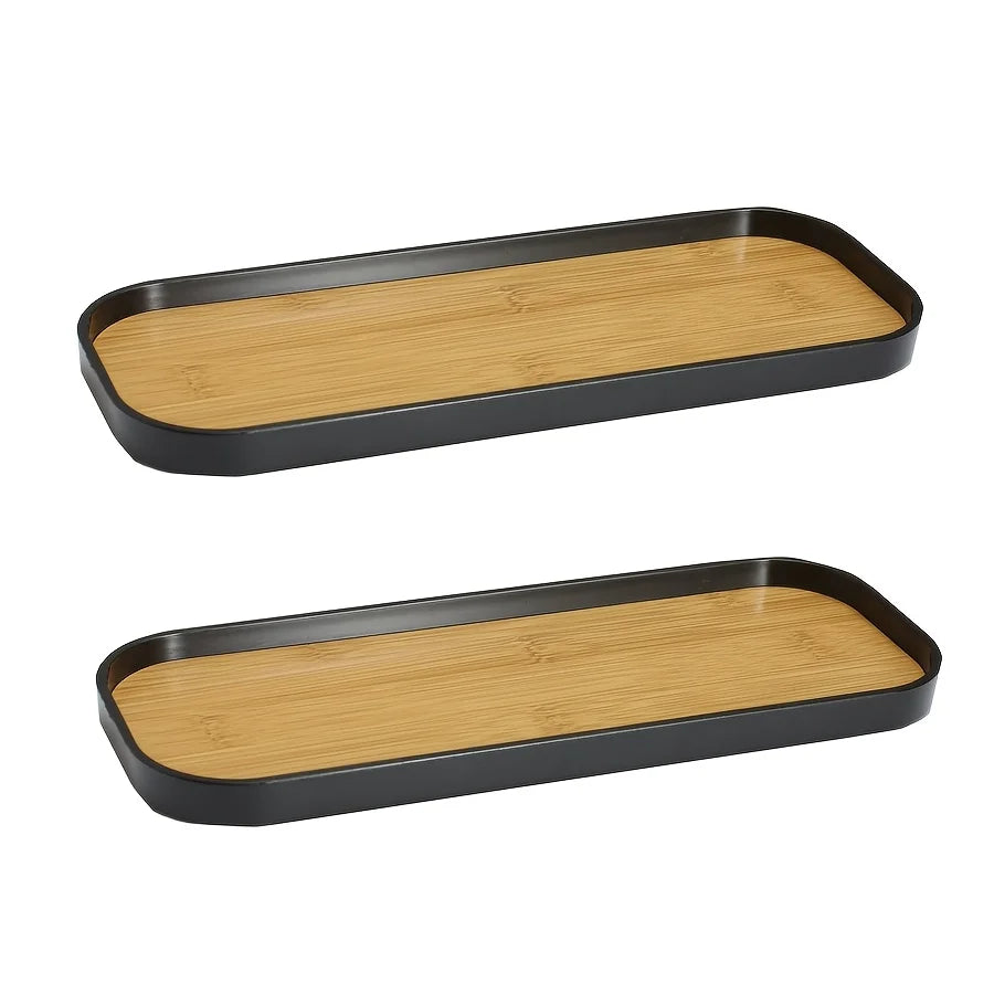 Marble-Pattern Bathroom Vanity Tray – Rectangle Counter Tray for Soap, Perfume & Jewelry (1-2 Pcs)