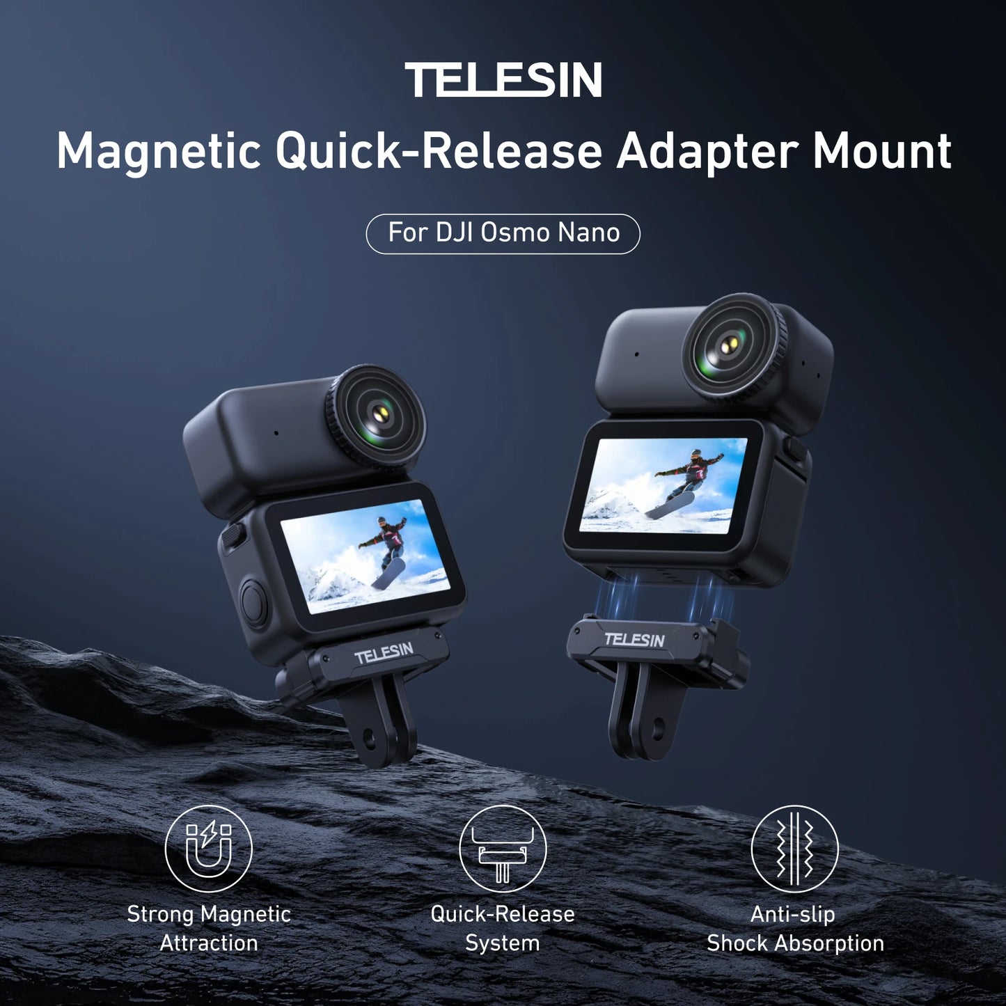 TELESIN Magnetic Qucik Release Two Claw Charging Adapter Mount For DJI OSMO Nano Accessories Dual Claw Interface Peaceful Pleasures Health and Wellness