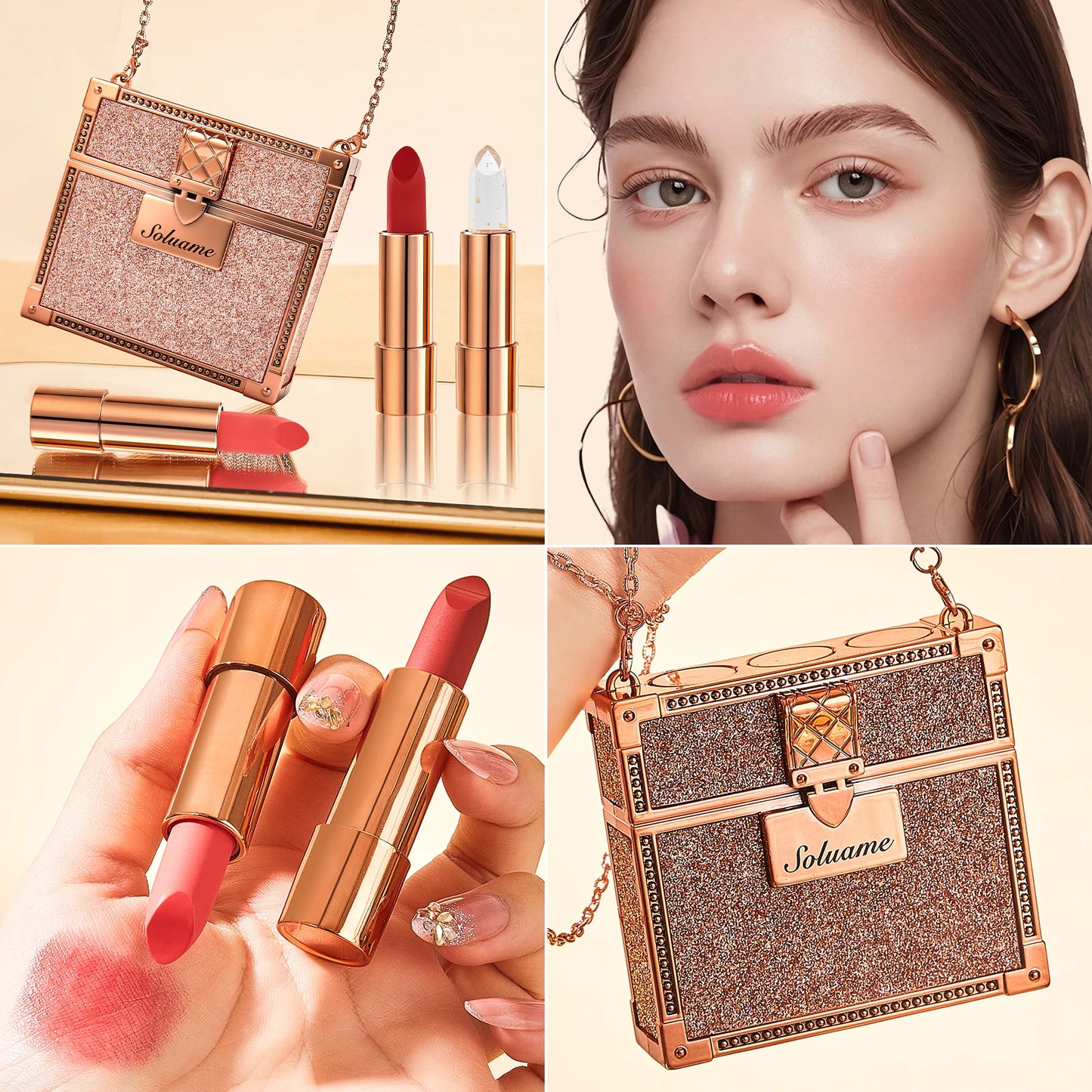 Luxury Matte Light Tri Color Lipstick Set with 3 Shades