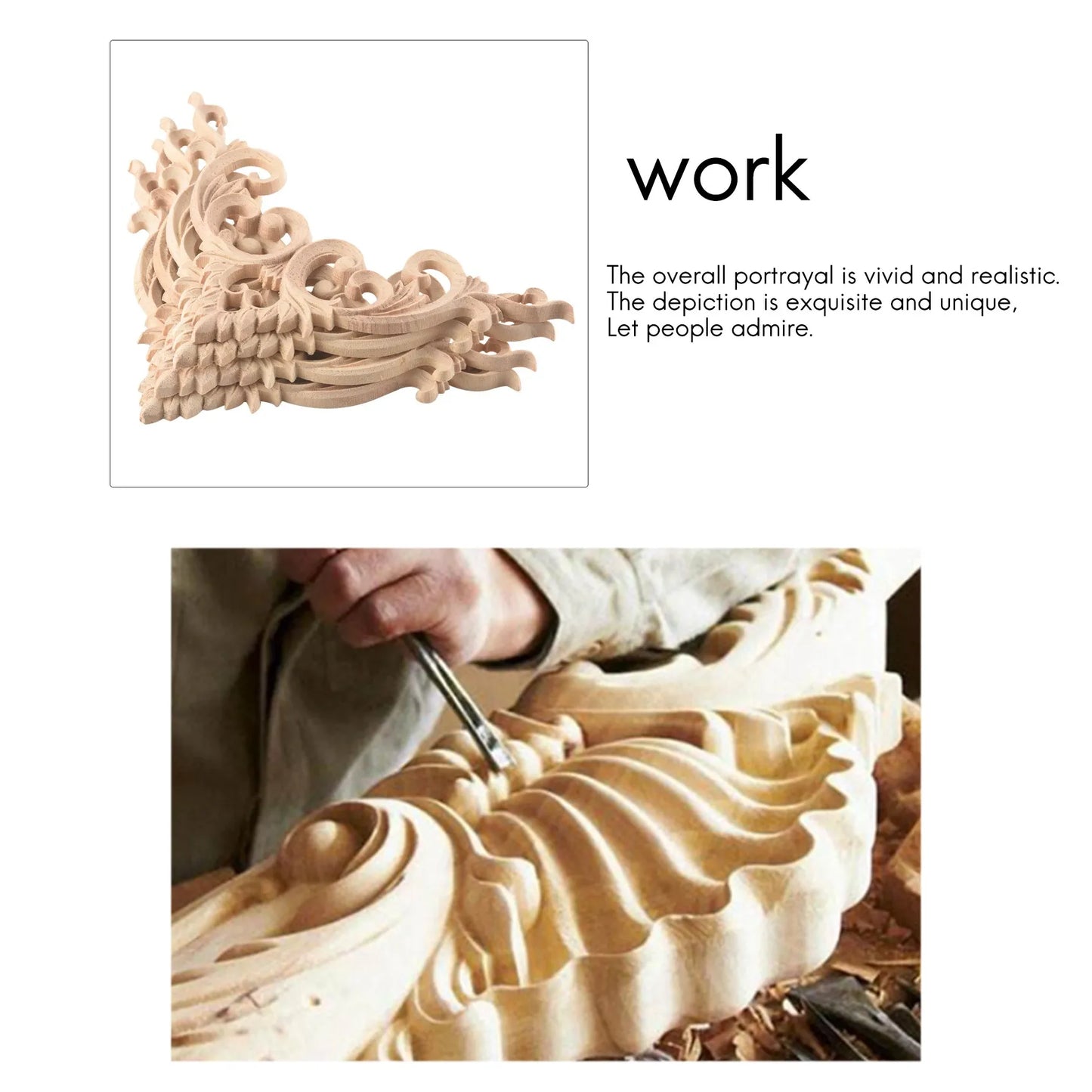 A36T-4Pcs/Set Wood Carved Corner Onlay Applique Unpainted Frame Cupboard Cabinet Decal For Home Furniture Decoration 15Cm Peaceful Pleasures Health and Wellness