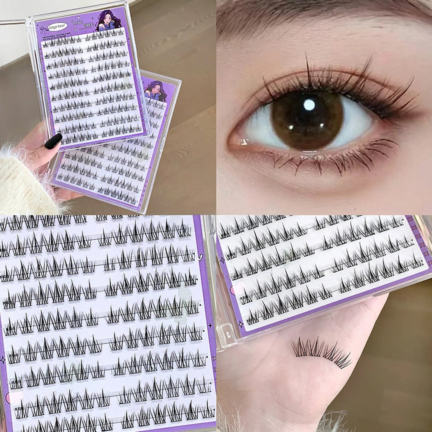 Glue-Free Cluster False Eyelashes C Curl 7-13mm Natural Look