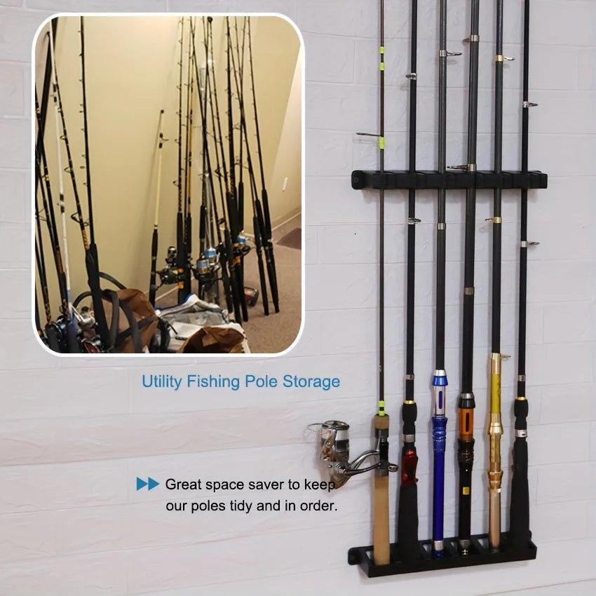 Easy-Install ABS Fishing Rod Wall Rack High-Density Foam Grip Storage for Garage Sports Equipment Rod Holders for Fishing Rods Peaceful Pleasures Health and Wellness