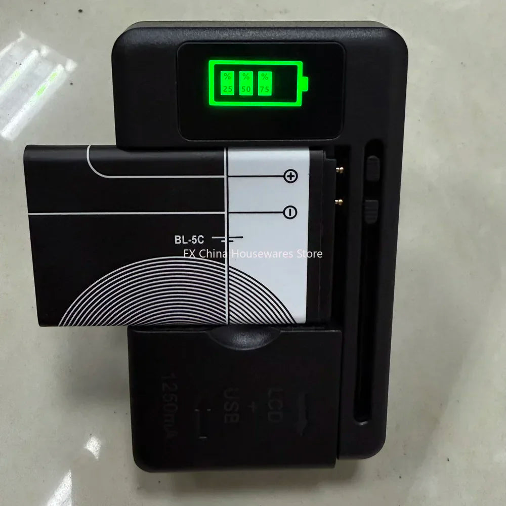 Universal LCD Battery Charger with USB Port, 32-55mm Adjustable, For Cell Phone & Camera Batteries, US/UK/EU Plug Peaceful Pleasures Health and Wellness