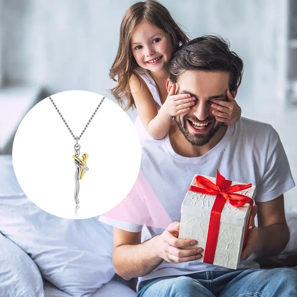 Mother & Child Hug Necklace – Stainless Steel Love Pendant