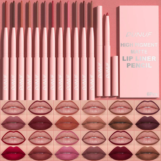 6-Piece Waterproof Lip Liner Pen Set – Long-Lasting Color Lip Liner Set Oasis Select