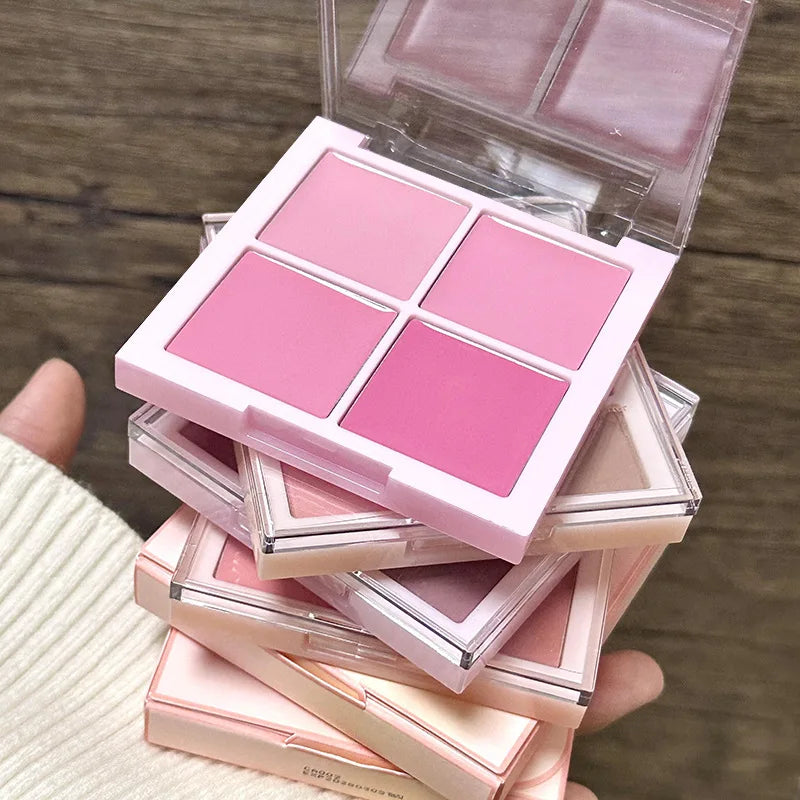 DIKALU 4-Color Cream Blush Palette – Pink Peach Natural Glow