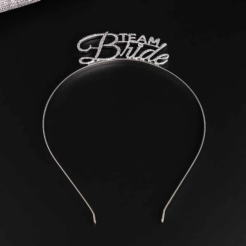 Bachelorette Party Bride Sash Tiara Crown Veil Hen Party Set Bridal Party Set Peaceful Pleasures Health and Wellness team bride