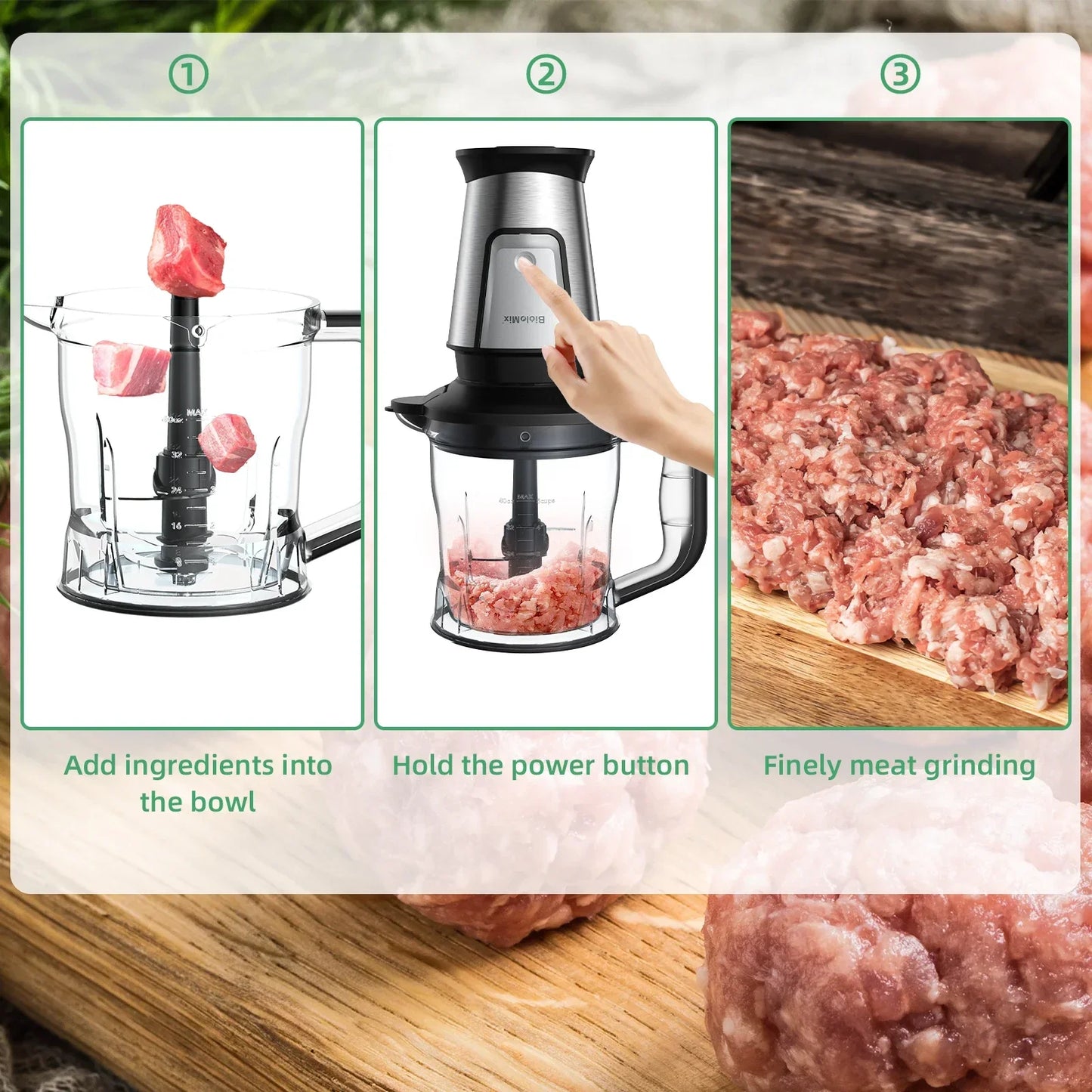 BioloMix 700W 3-in-1 Portable Food Processor, Blender & Dry Grinder Kitchen Appliance Peaceful Pleasures Health and Wellness