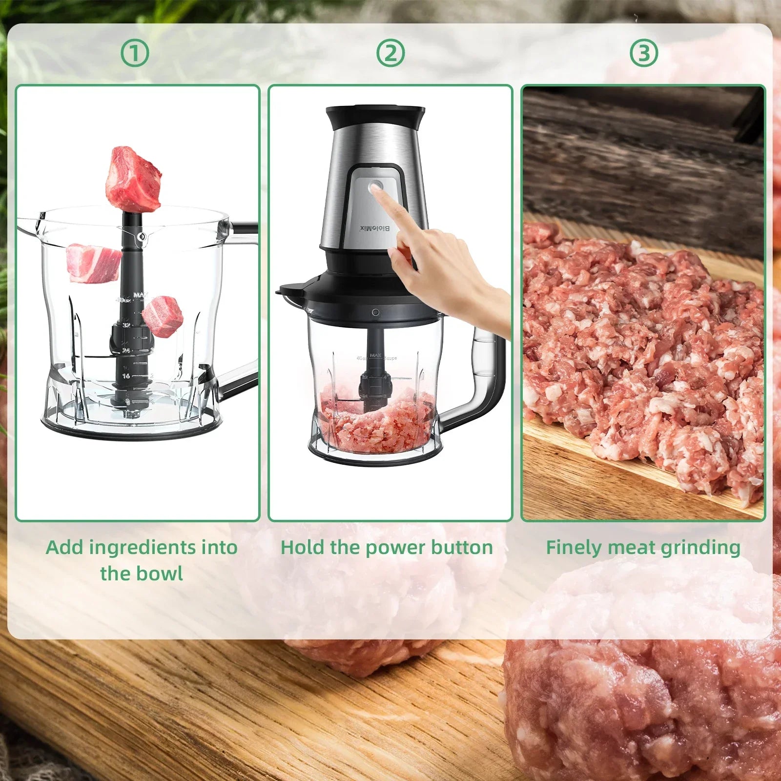 BioloMix 700W 3-in-1 Portable Food Processor, Blender & Dry Grinder Kitchen Appliance Peaceful Pleasures Health and Wellness