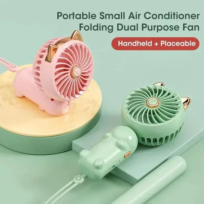 Portable Mini Handheld Folding Summer Fan USB Rechargeable 3 Speeds Cool for Outdoor Dorm Travel Desk Great Gift for Friends Peaceful Pleasures Health and Wellness