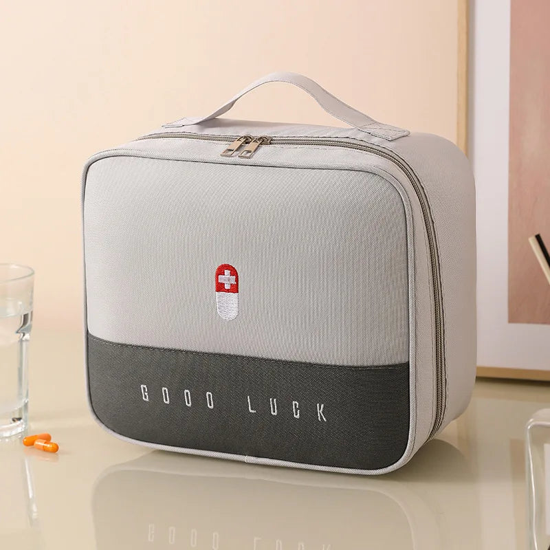 First Aid Kit Portable Medical Epidemic Prevention Travel Medical Household Outdoor Emergency Children's Medication Storage Heal Peaceful Pleasures Health and Wellness GRAY Large