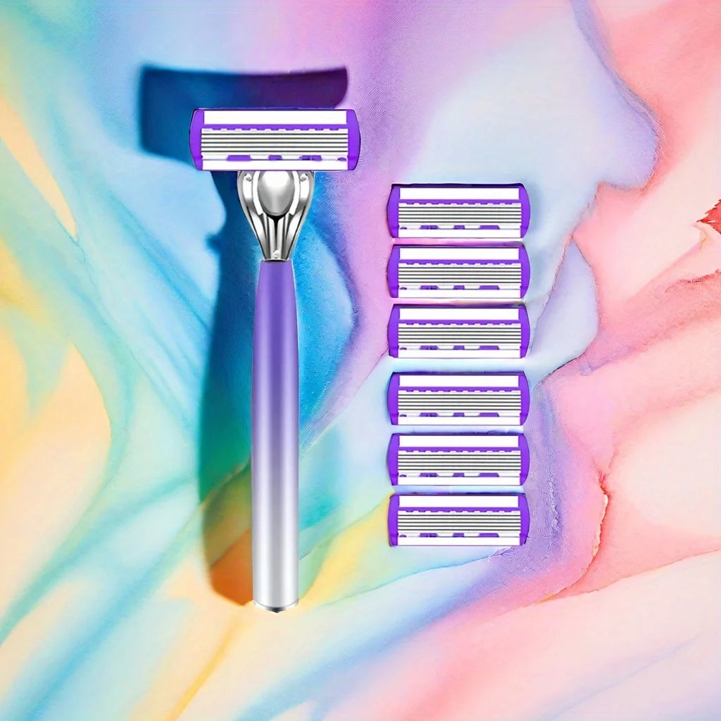 Women's 6-Blade Reusable Razor | Replaceable Head Shaver