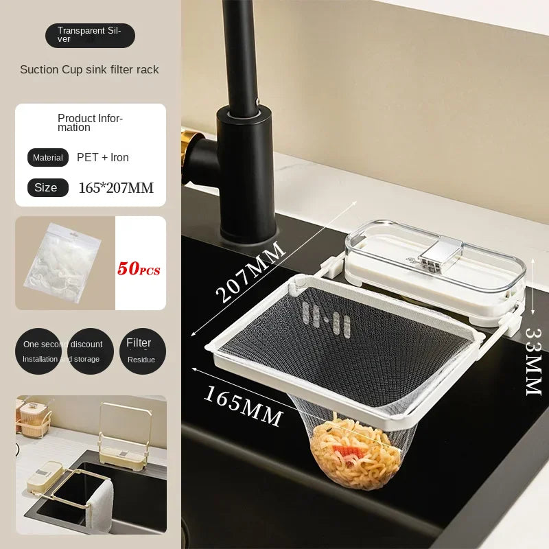 Suction Cup Sink Filter Basket | Foldable Drain Rack for Kitchen